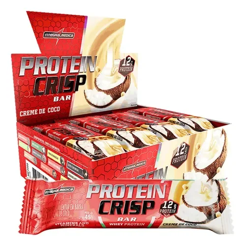 Caixa de barras Whey Crisp Bar Integralmédica creme de coco