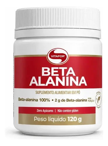 Pote branco e vermelho da Beta-alanina Vitafor 120 g