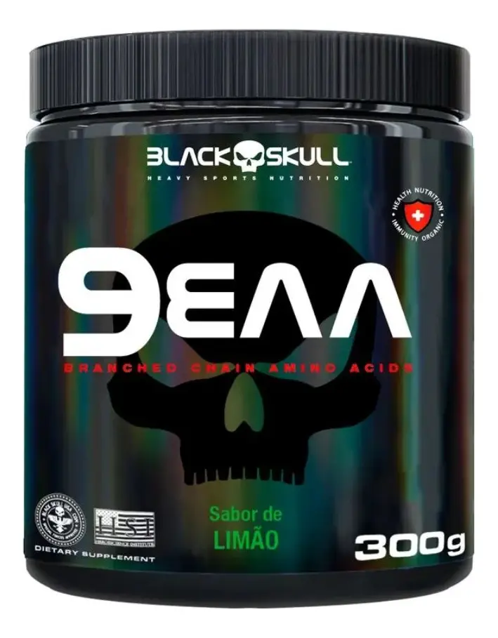 Pote EAA 9 Aminoácidos Essenciais Black Skull 300 g sabor limão