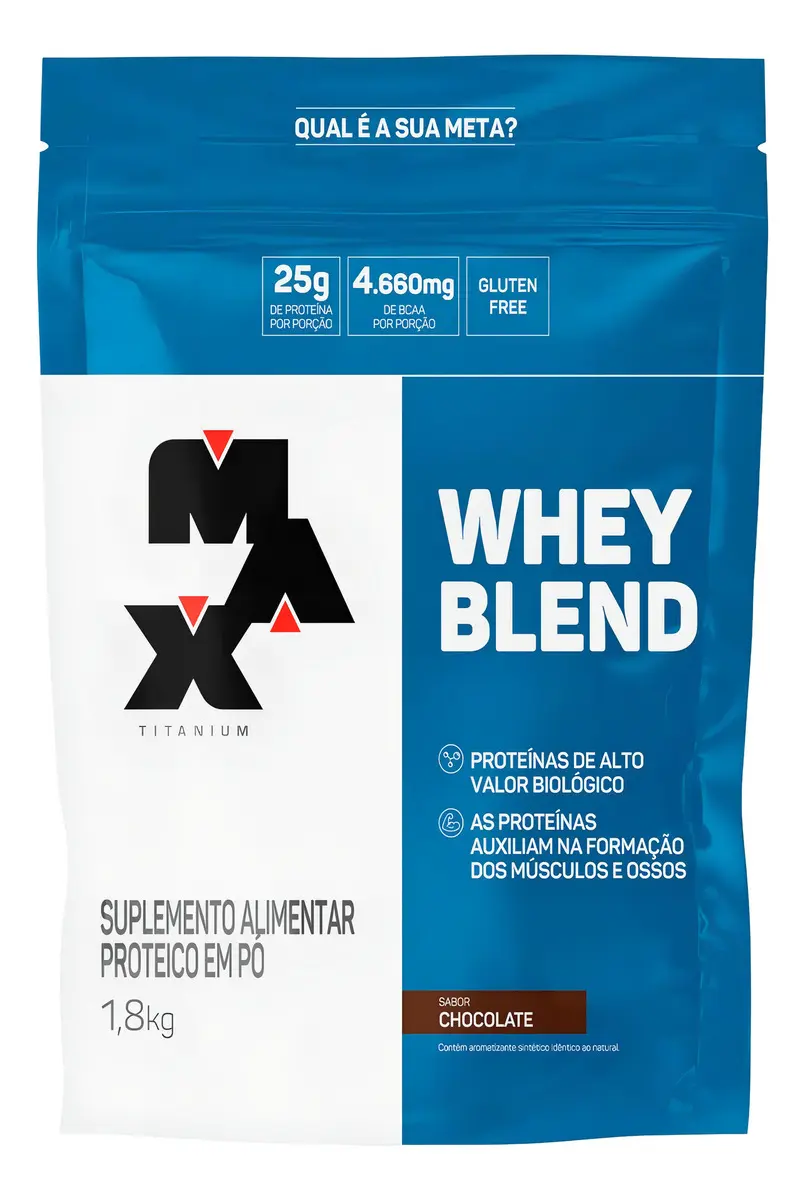 Refil de Whey Blend Max Titanium sabor chocolate 1,8 kg