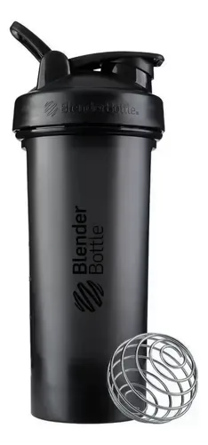 Coqueteleira preta BlenderBottle Classic V2 de 28 oz (830 ml) com tampa de rosca e bico com trava