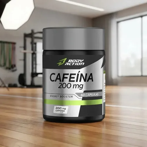 Frasco Cafeína 200 mg Bodyaction Tradicional 60 cápsulas