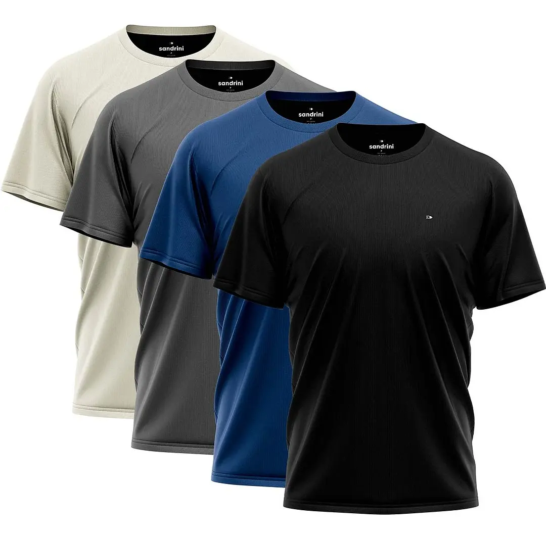 Kit 4 camisetas dry-fit Sandrini masculina, cores sortidas