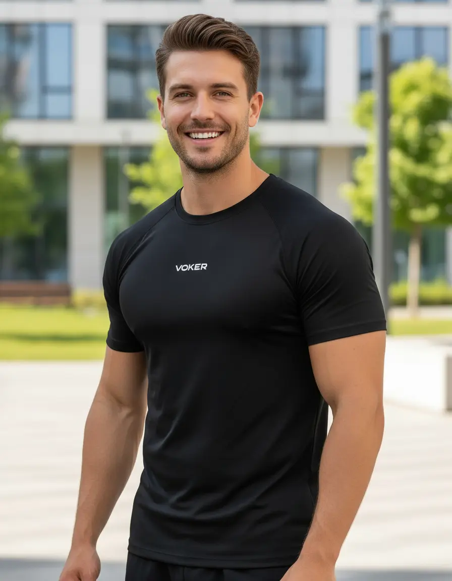 Camiseta raglan dry-fit Voker com proteção UV, manga curta