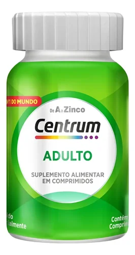 Frasco verde do Centrum Adulto, de A a Zinco, suplemento alimentar em comprimidos