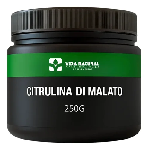 Pote preto fosco de faixa verde da Citrulina Di Malato Vida Natural, 250 g
