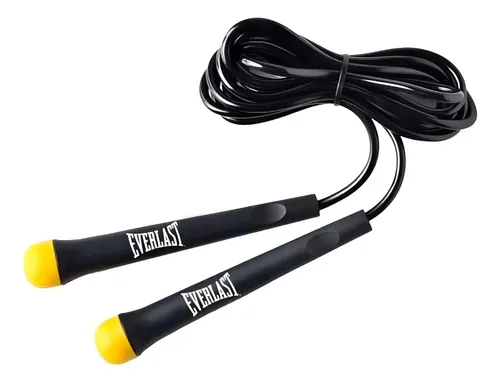 Corda de pular Everlast preta de PVC com 2,9 m e empunhadura ergonômica