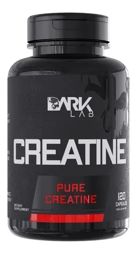 Pote preto da Creatina Dark Lab com 120 cápsulas