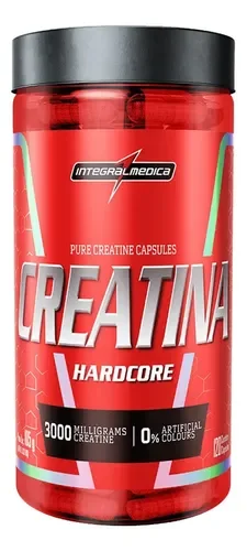Pote vermelho da Creatina Integralmédica Hardcore com 120 cápsulas