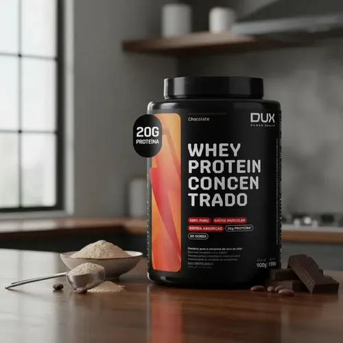 Pote de Whey Protein Concentrado Dux Nutrition 900 g sabor chocolate