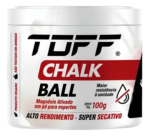 Pote branco e vermelho do TOFF Chalk Ball 100 g, magnésio ativado em bola