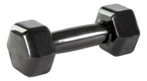 Halter sextavado emborrachado preto Fundidos de Minas de 4 kg, deitado