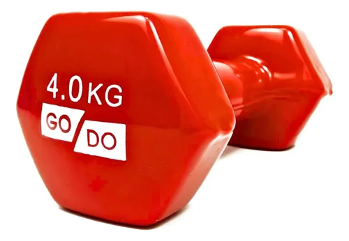 Halter de vinil vermelho hexagonal com 4.0 KG gravado na cabeça