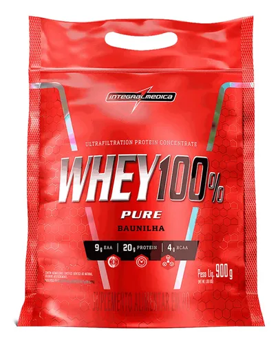 Envelope de Whey 100% Pure Integralmédica 900 g sabor baunilha