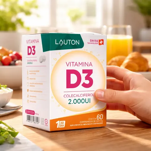 Frasco Vitamina D3 Lauton Nutrition 2000 UI 60 comprimidos
