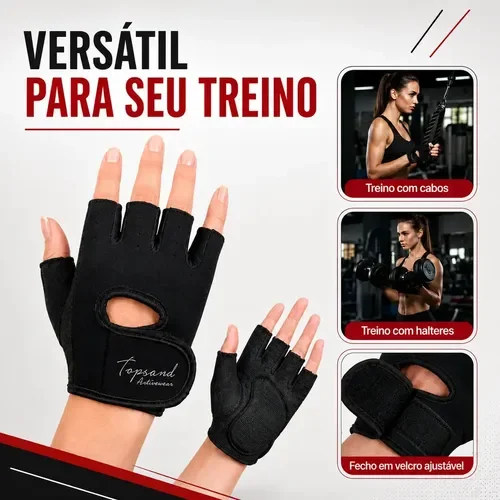 Luva de academia preta Topsand com protetor palmar em neoprene