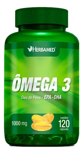 Pote de ômega 3 1000 mg Herbamed com 120 cápsulas