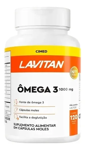 Caixa de Lavitan Óleo de Peixe Ômega 3 1000 mg com 120 cápsulas, da Cimed