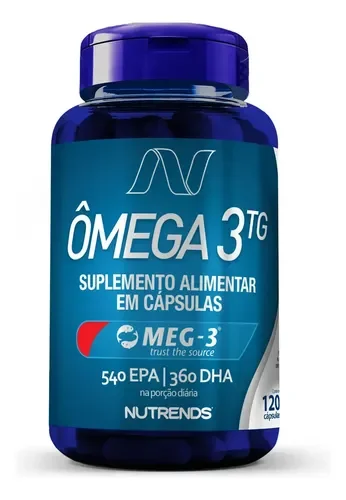 Pote de ômega 3 Meg-3 Nutrends 1000 mg com 120 cápsulas