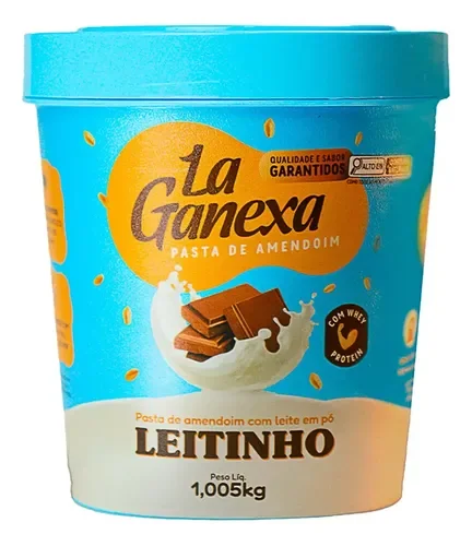 Pote de pasta de amendoim La Ganexa sabor leitinho com whey 1 kg