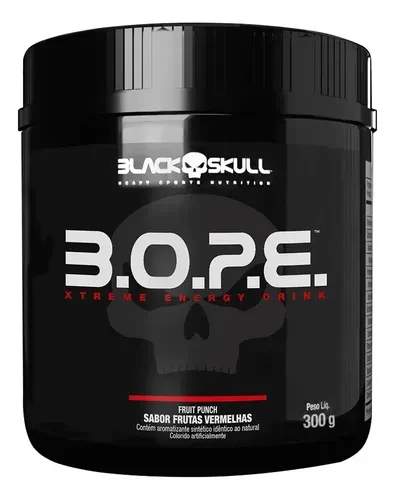 Pote de pré-treino Black Skull B.O.P.E 300 g sabor frutas vermelhas