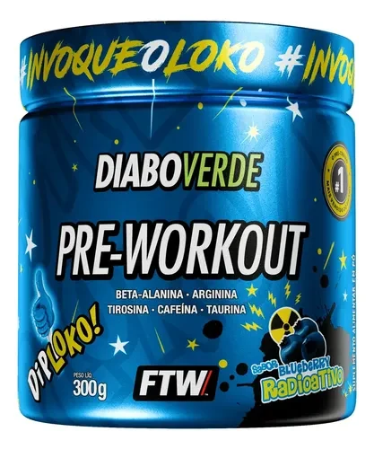 Pote de pré-treino FTW Diabo Verde Dip Loko sabor blueberry