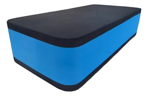 Step Terra Fitness de EVA azul com tampo preto, 60 x 30 x 15 cm
