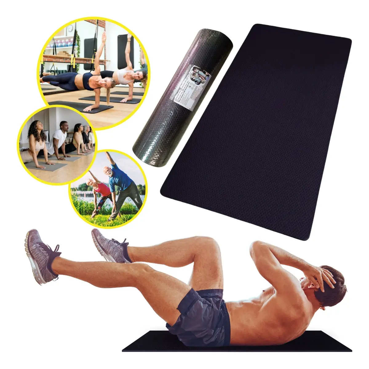 Colchonete Evashopp EVA preto 10 mm para yoga e academia