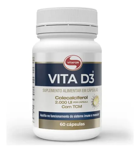 Frasco Vitamina D3 Vitafor 60 cápsulas