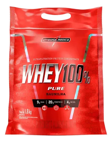 Refil vermelho do Whey 100% Pure Integralmédica 1,8 kg sabor baunilha